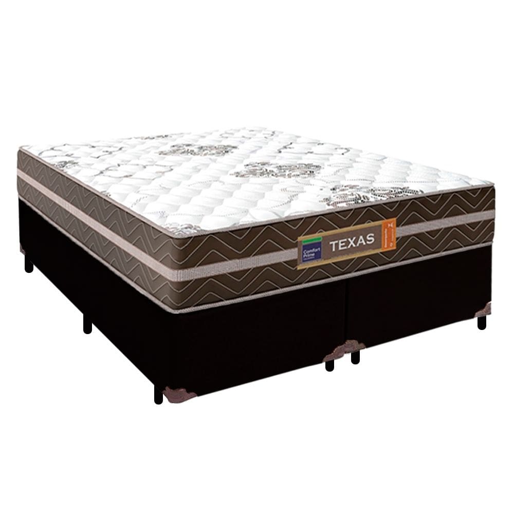 Cama Box Casal Bipartido Sintético + Colchão Molas Ensacadas Texas Prime Colchões 138x188x64cm