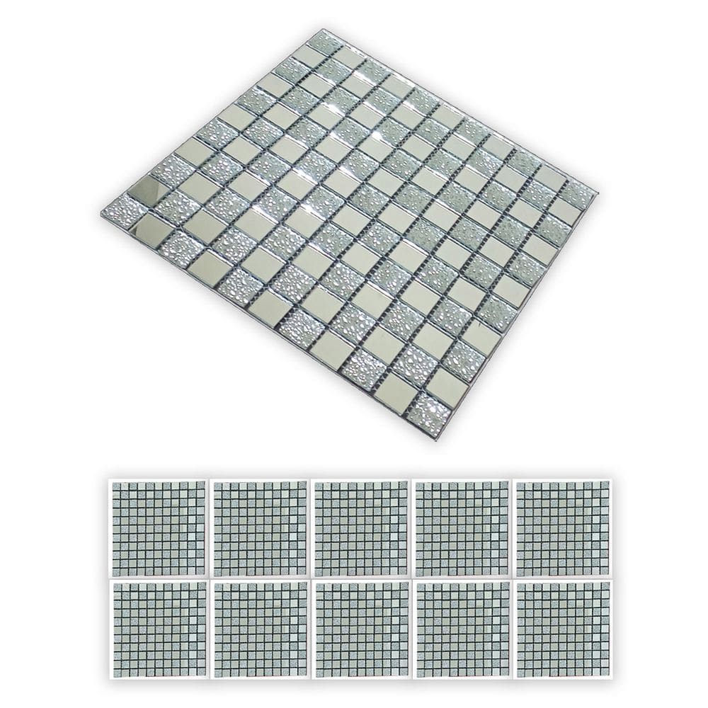 Pastilha De Vidro Kit 10 Uni Autocolante Parede Cozinha Banheiro Box Decorativa Facil Aplicacao Reforma Moderna Requinte