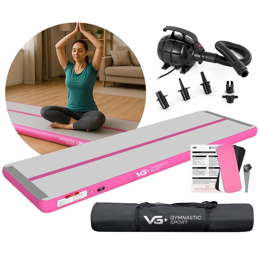 Tapete Colchão Ginástica Inflável 7 Metros com Bomba Elétrica Vg Plus Rosa 110v