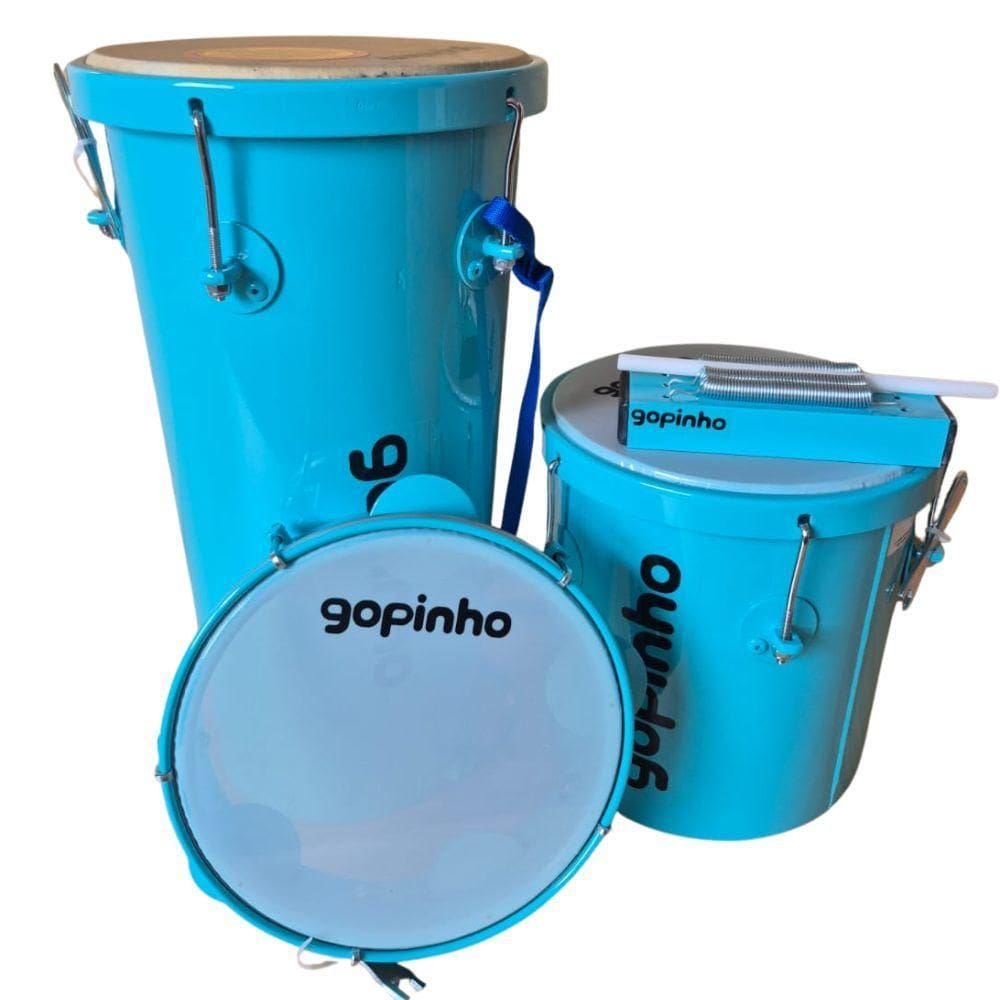 Kit Percussão Infantil Pandeiro 8 + Rebolo Reco E Repique Verde