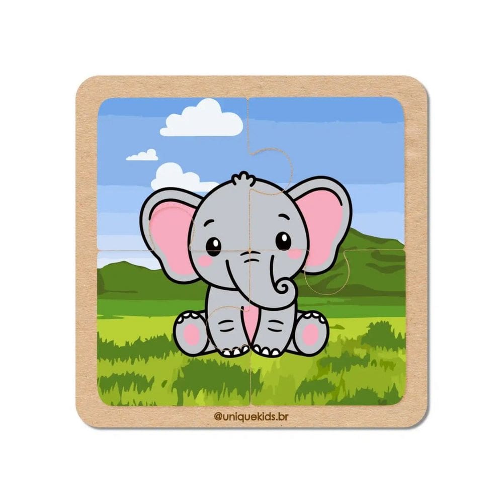 Quebra-cabeça 4 Peças Elefante - Unique Kids