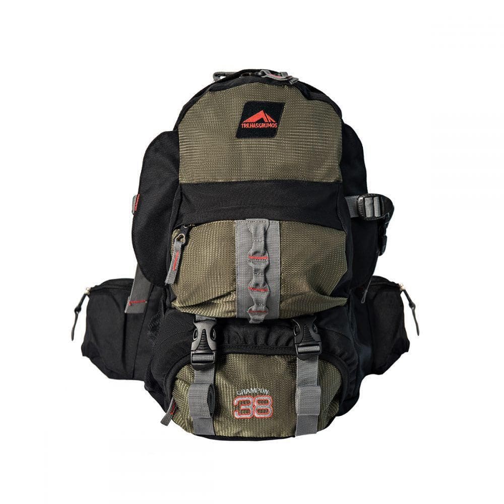 Mochilla Trilhas & Rumos Crampon 38L Preto Verde Pontilhado