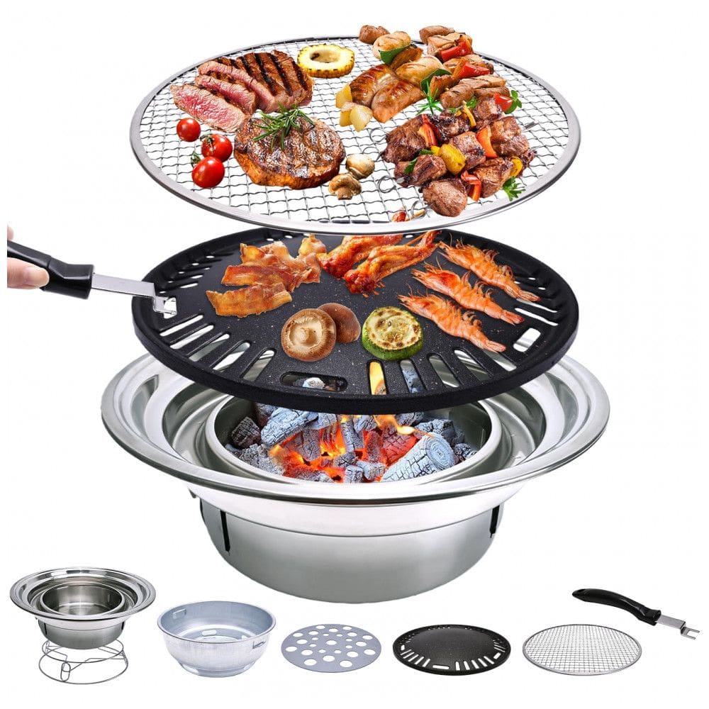 Churrasqueira a Carvão de Mesa, Portátil e Multifuncional, PRIMST, Preto