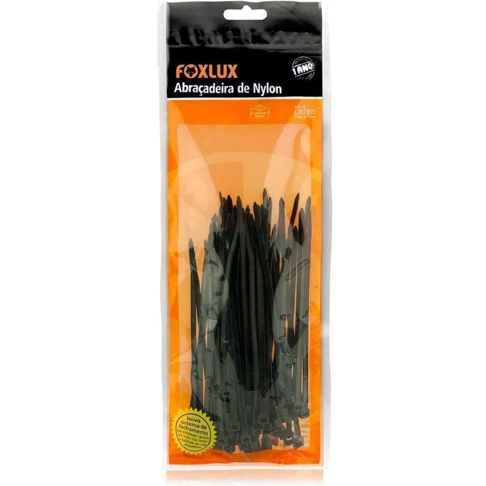 Abraçadeira De Nylon Foxlux 200mmx4.8mm Preto
