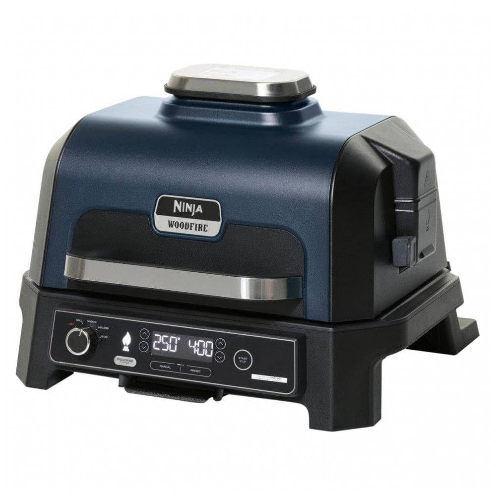 Ninja Woodfire Pro XL: Grill e Defumador 4 em 1, Termômetro Integrado, Elétrico e Portátil - Azul Marinho