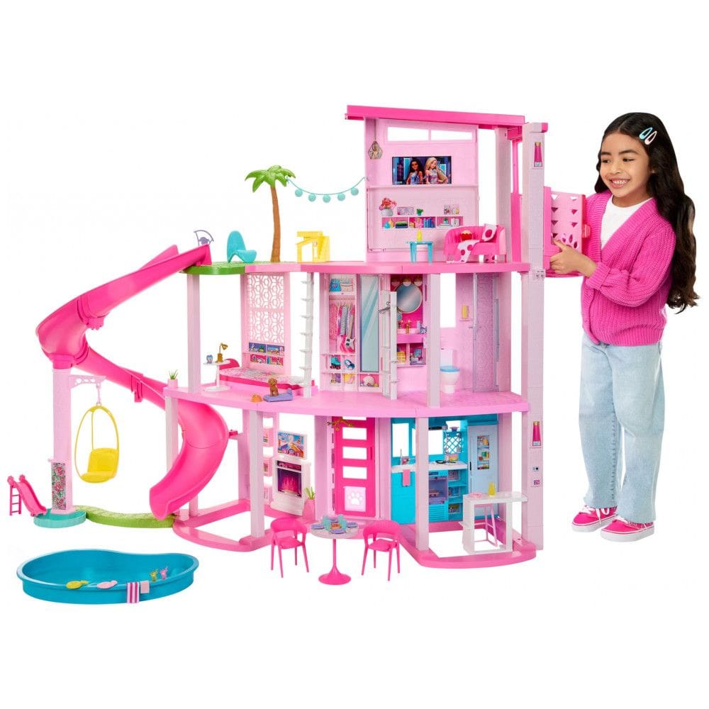 Casa dos Sonhos da Barbie 2023 com 75 Peças, 3 Andares, Elevador, Rosa