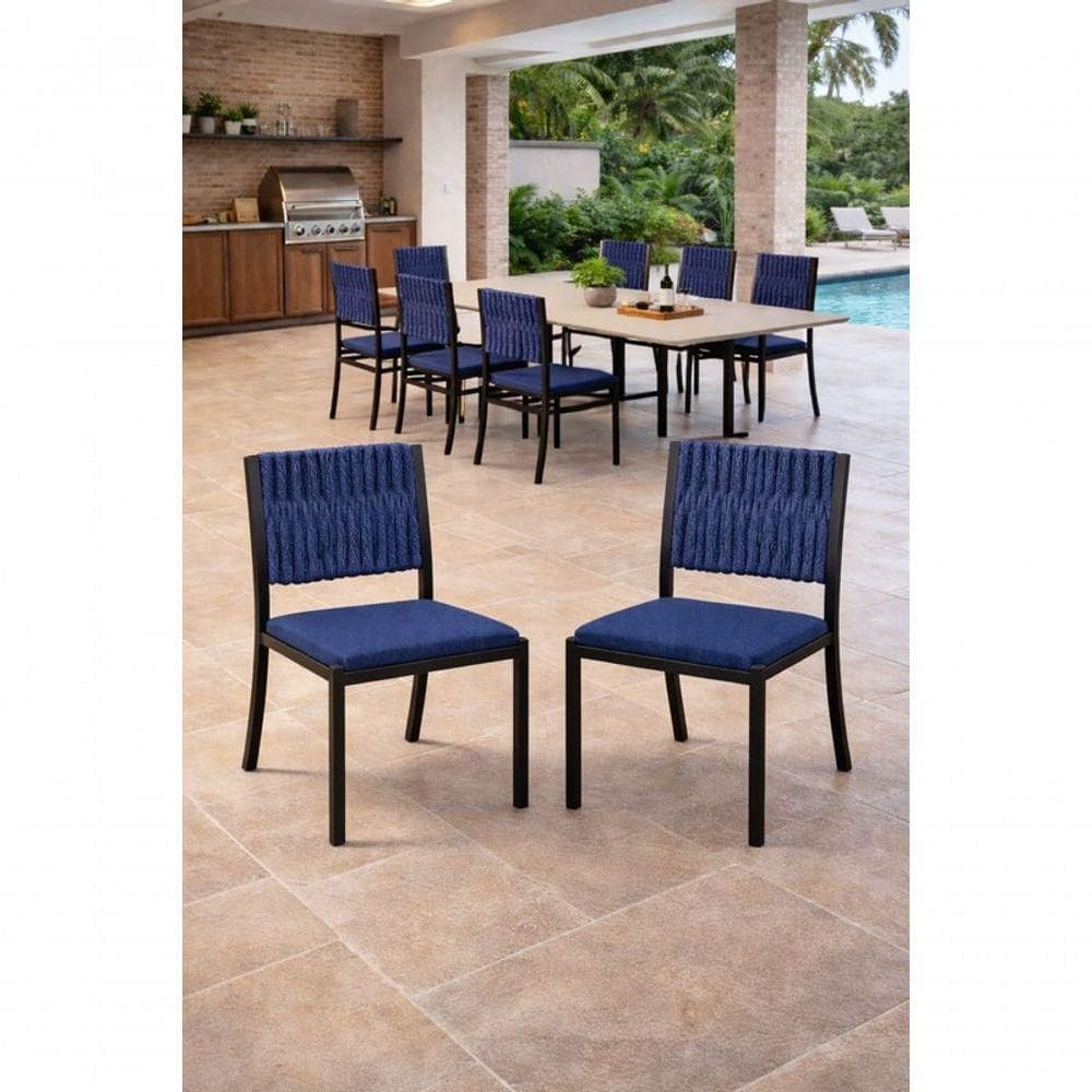 Kit 2 Cadeiras área Externa Corda Náutica Azul Milon Solare