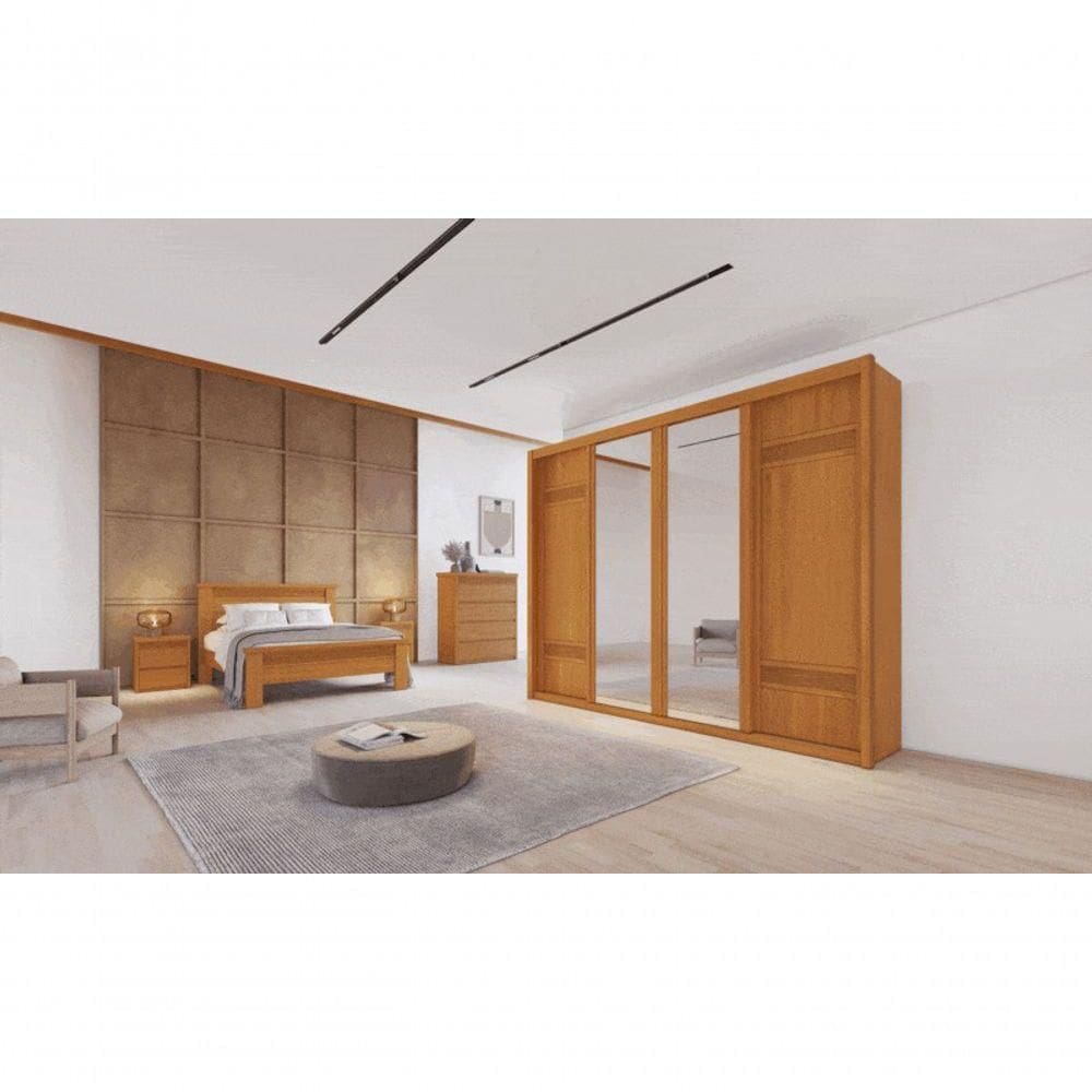 Guarda Roupa Ripado Espelho 6 Gavetas Palladio Ruby Bettio