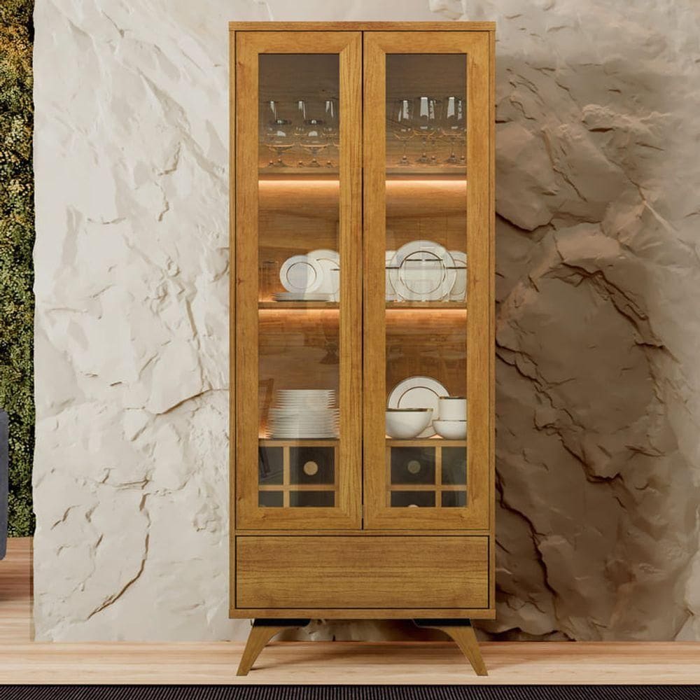 Cristaleira 2 Portas Com Led - Vitrum- - Mavau