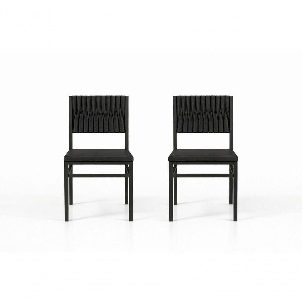 Kit 2 Cadeiras Externa Corda Náutica Preto Pto Milon Solare