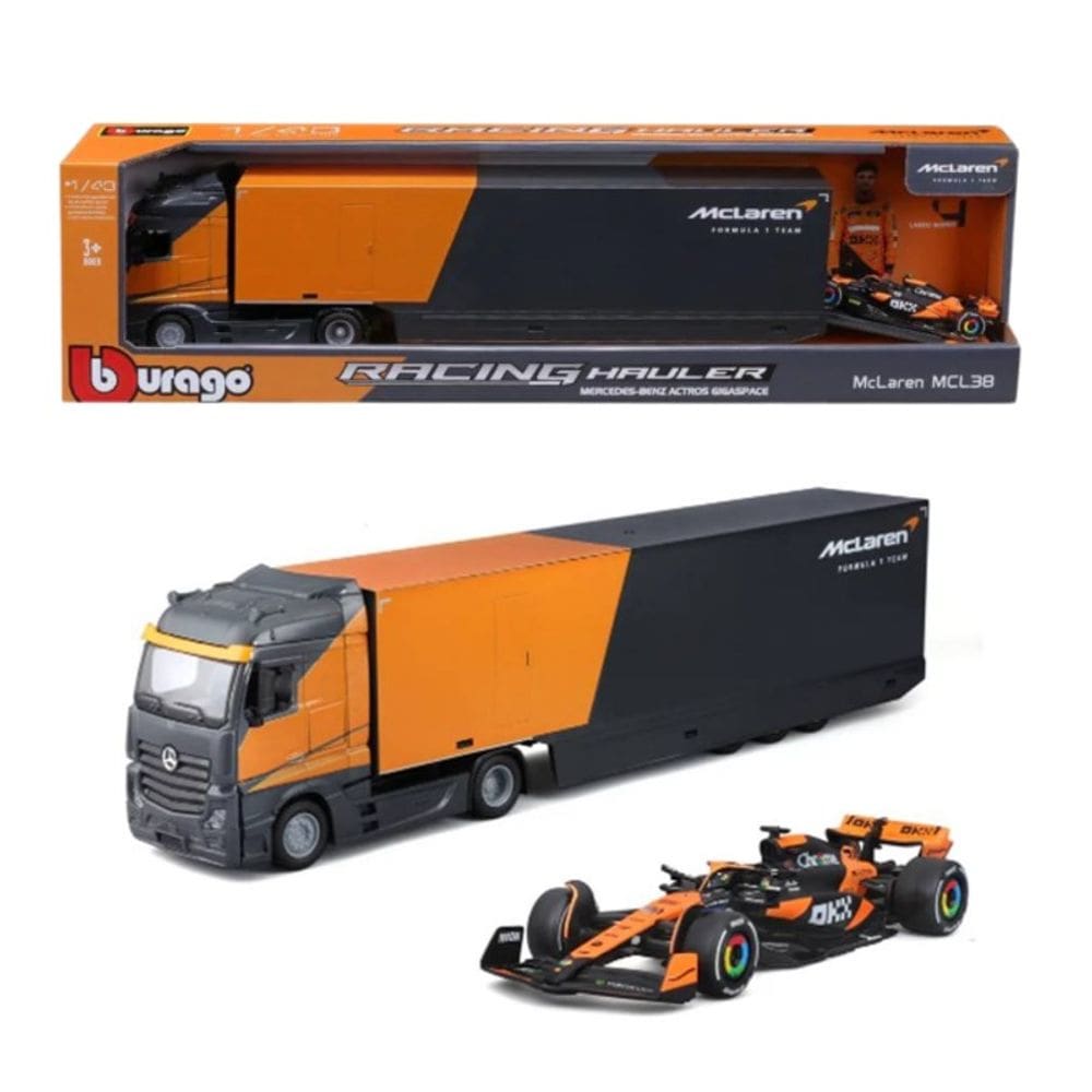 Caminhão Actros Gigaspace com Carrinho McLaren 1:43 Norris - Burago