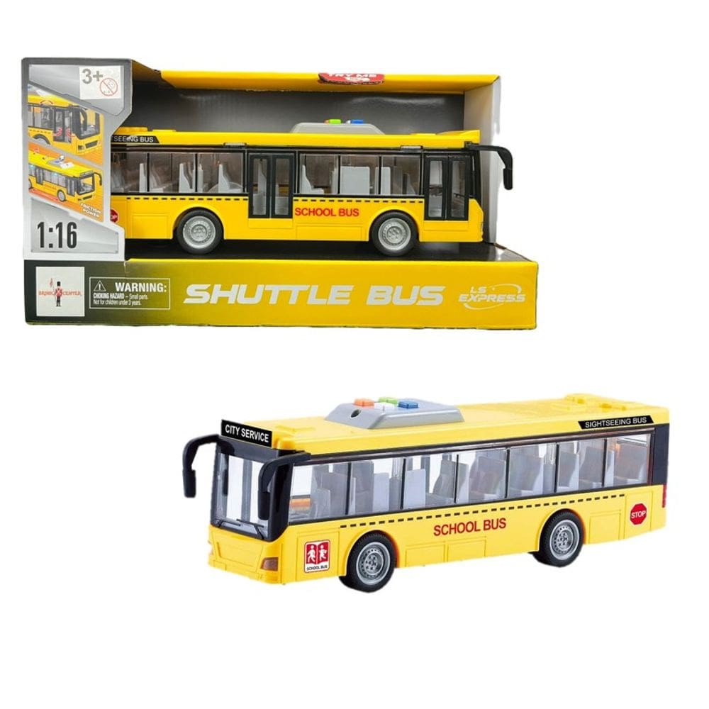 Ônibus Escolar de Fricção 1:16 com Luz e Som e Fricção