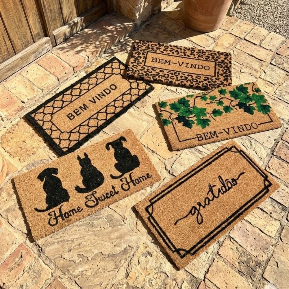 Capacho Tapete para Porta 33x60 em Fibra de Coco com Base de Borracha Antiderrapante