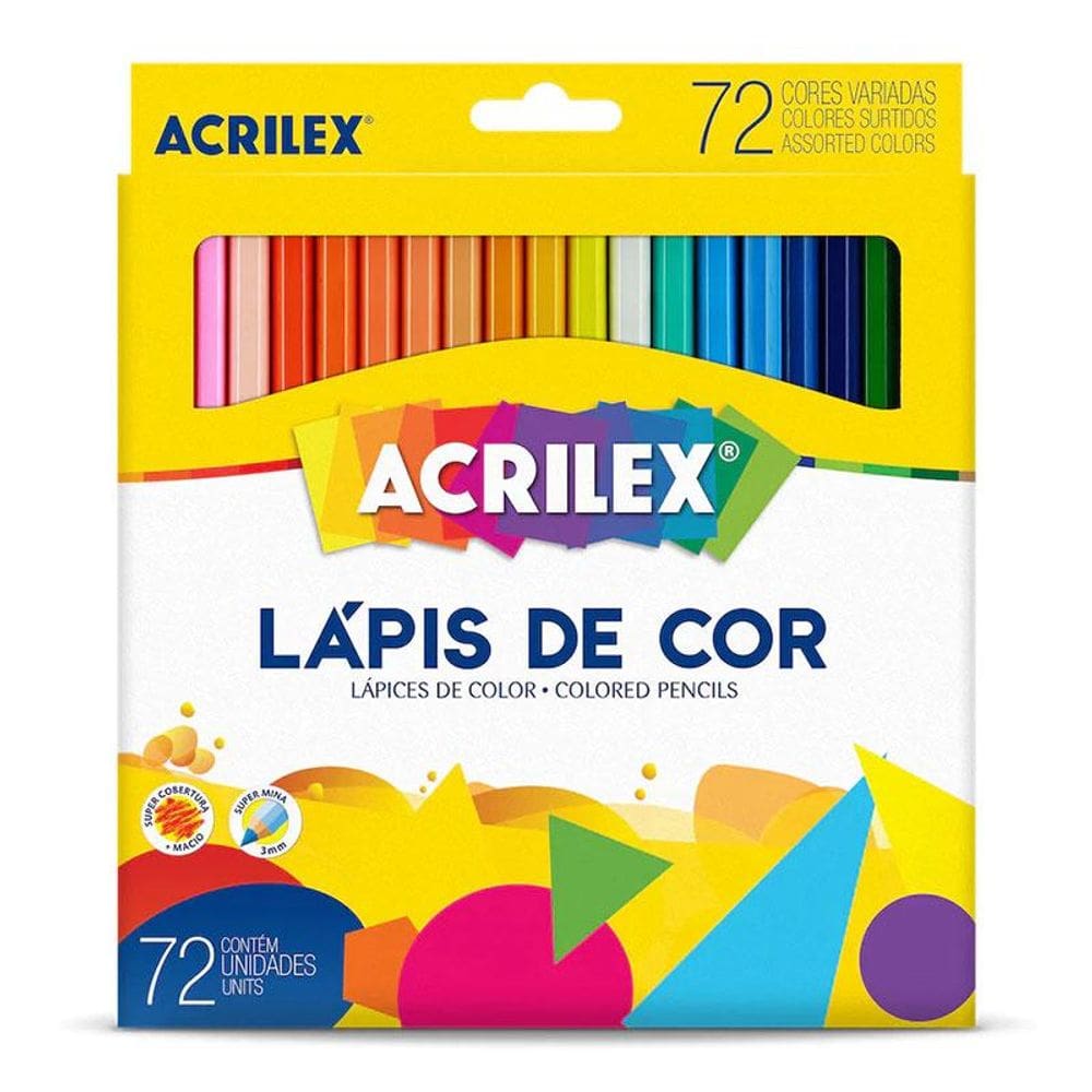 Lápis de Cor Sextavado New 9673 72 Cores - Acrilex