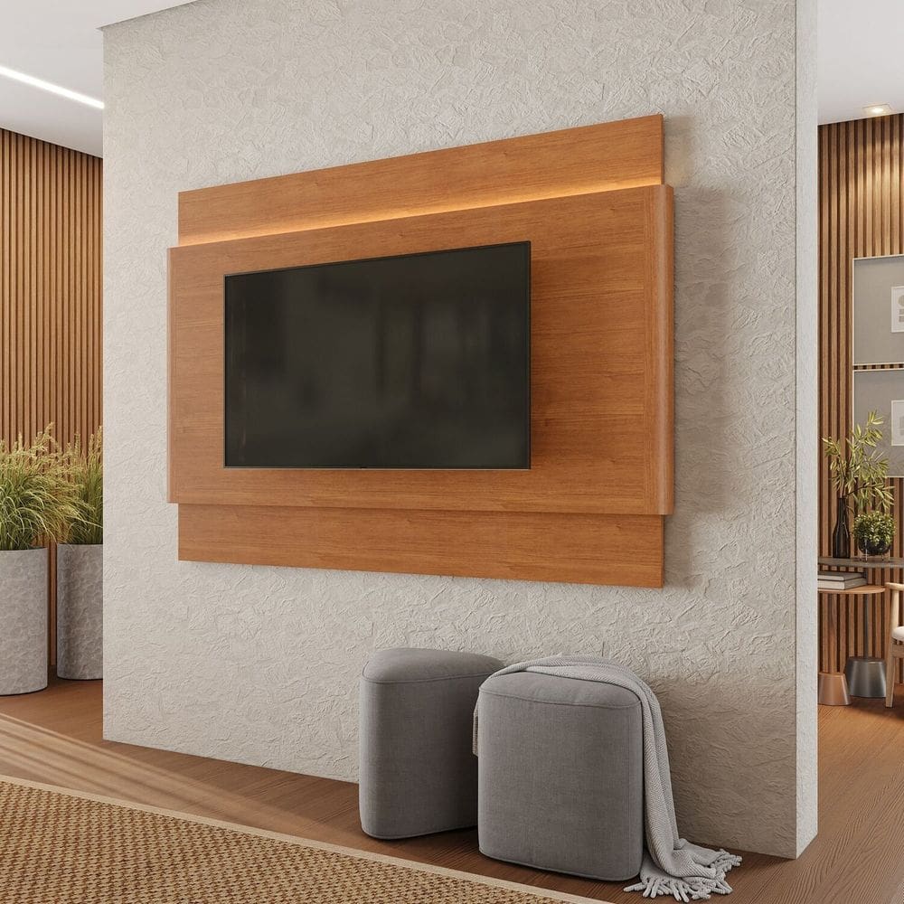 Painel para Tv em Mdf para Tvs de até 65 Polegadas com Led 185cm Aros Naturale