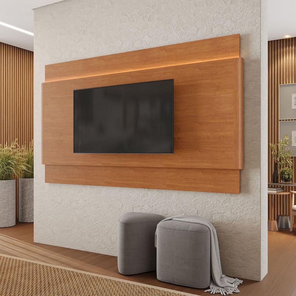 Painel para Tv Aros 225cm em Mdf para Tvs de até 65 Polegadas com Led Naturale