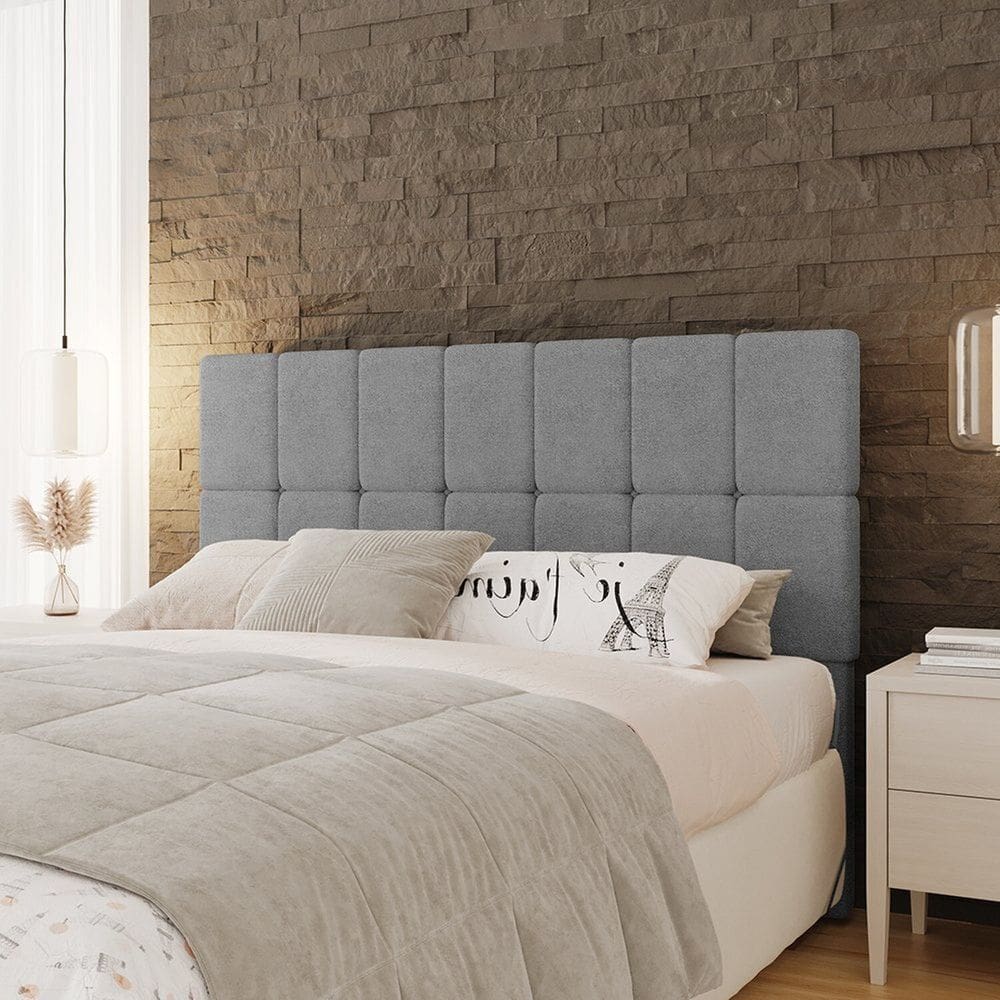 Cabeceira Queen 162cm Design Moderno para Quarto Linea Cinza Escuro