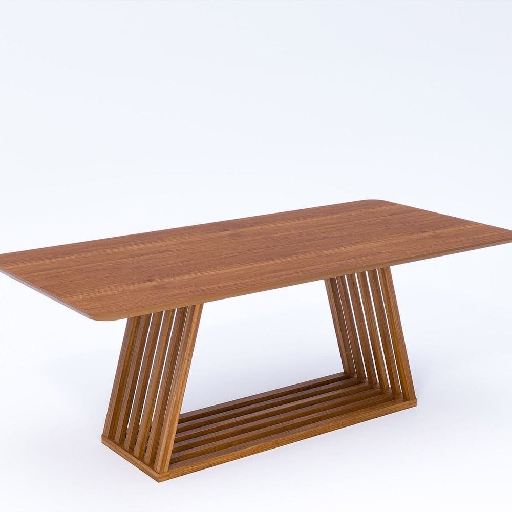 Mesa de Jantar Pitaia Natuame em Madeira Tauari com Tampo de Vidro 210cm Madeira/Cinamomo