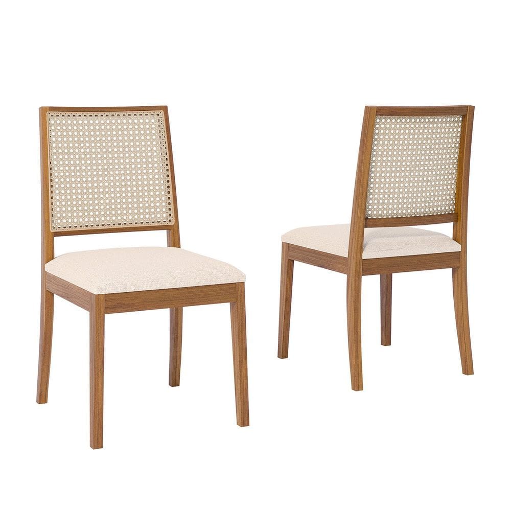 Conjunto 2 Cadeiras para Sala de Jantar em Madeira Tauari Carambola MADEIRA/TRAMA BEGE