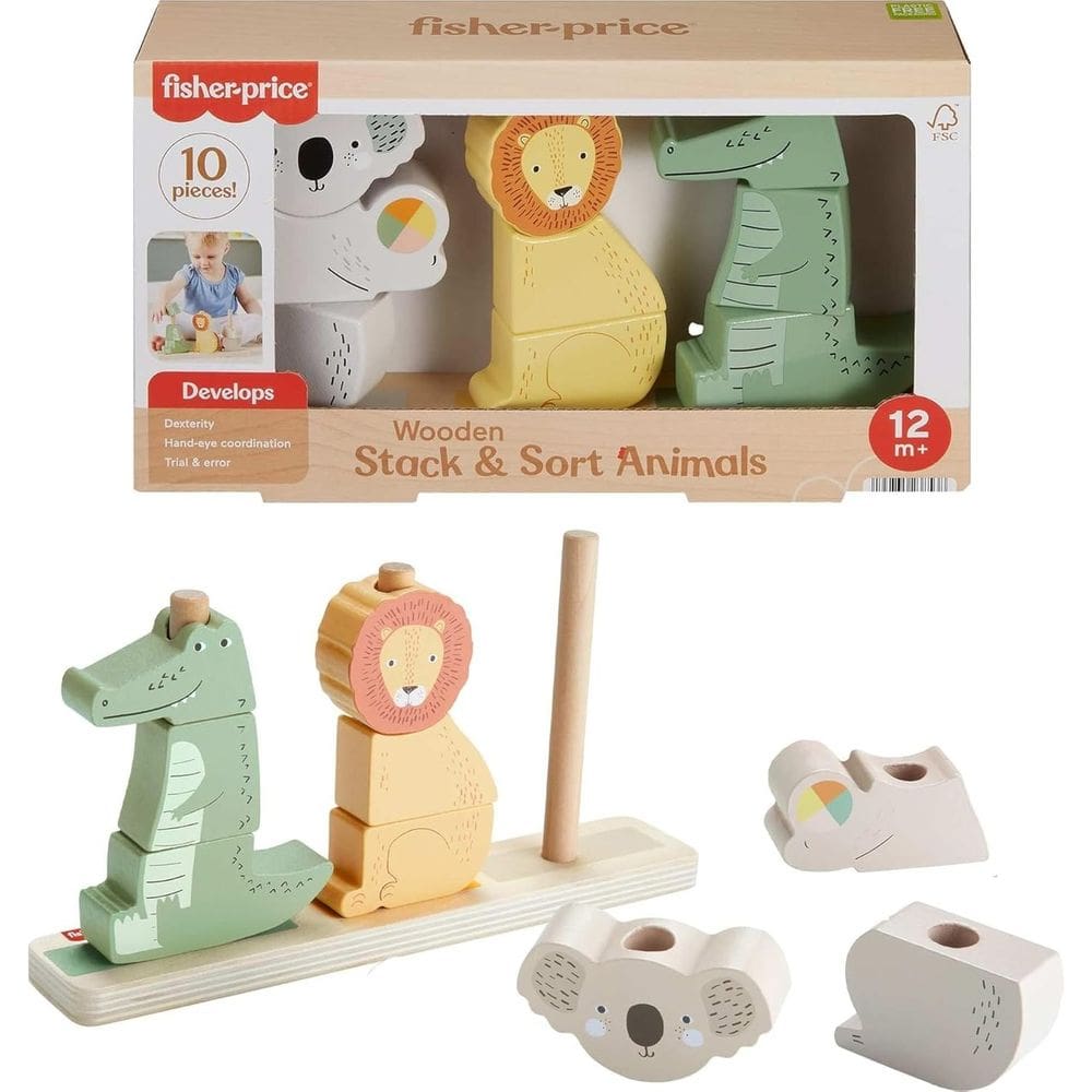 Brinquedo Fisher Price Animais Empilháveis de Madeira - Mattel HXV04