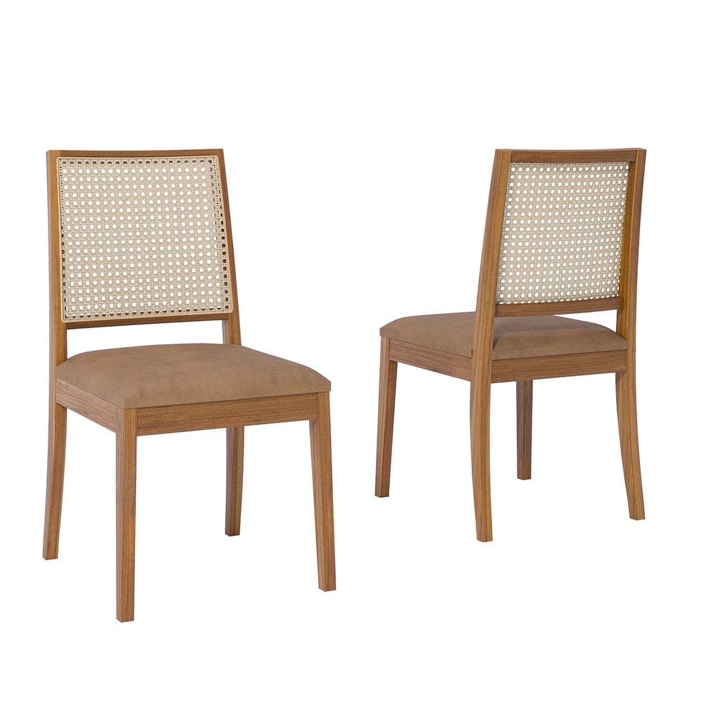 Conjunto 2 Cadeiras para Sala de Jantar em Madeira Tauari Carambola Madeira/Kaki