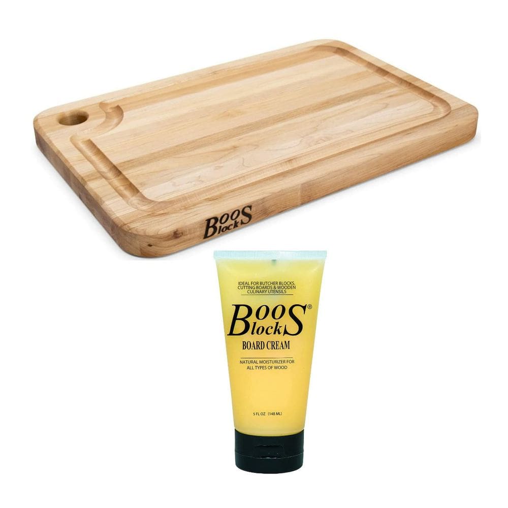 Tábua de corte John Boos Maple Wood reversível com Juice Groove