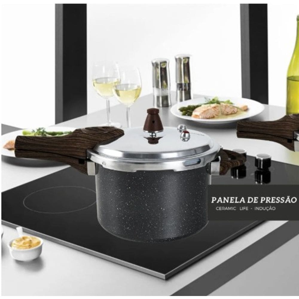 Jogo de panelas 6 Pças Granito Ind C/ Panela Pressão Brinox