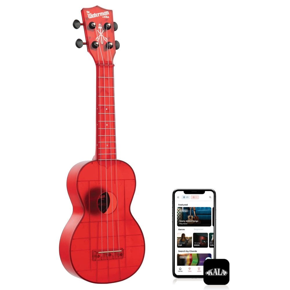 Ukulele Kala Maritime Red Soprano de 4 cordas Waterman Sea Glass