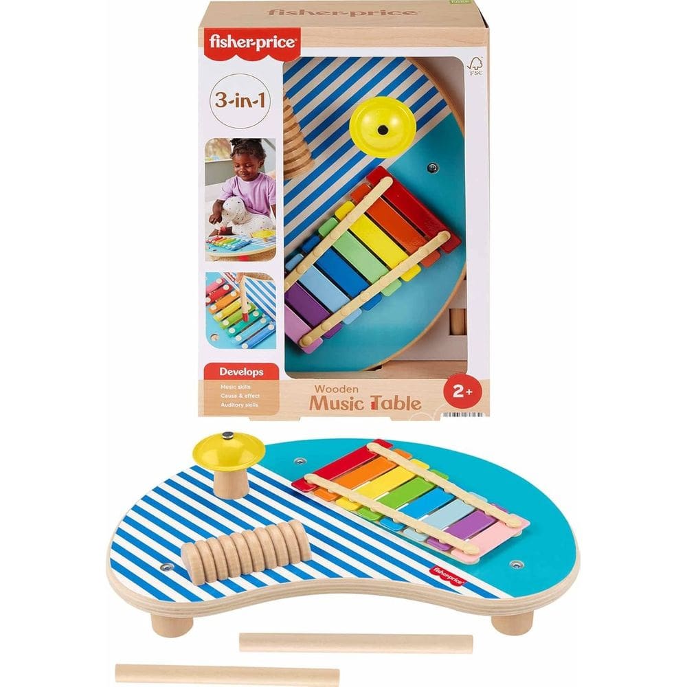 Brinquedo Fisher Price Mesa de Atividades Musicais de Madeira - Mattel HXT91