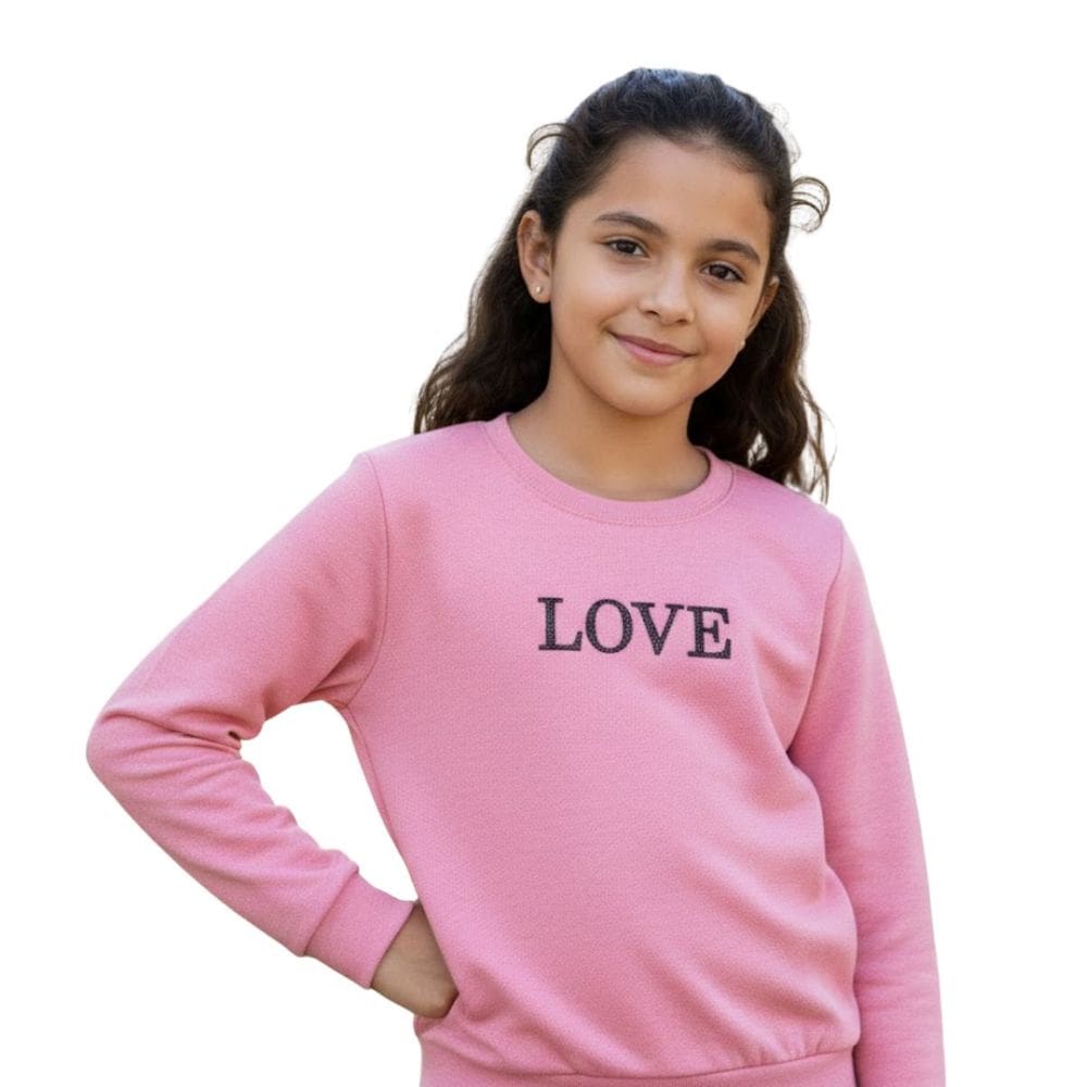 Blusa Moletom Juvenil Feminina Inverno Estampa Love Luxo