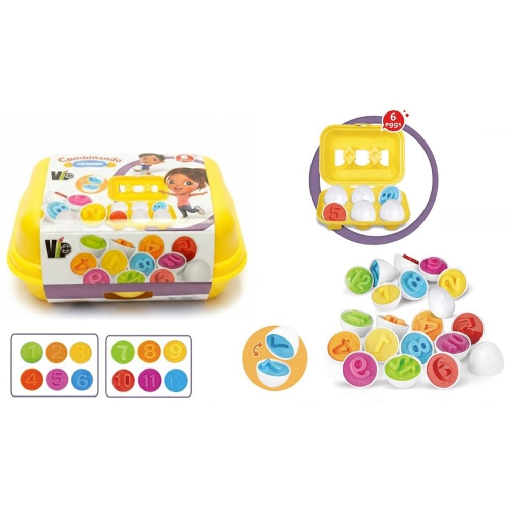 Brinquedo Educativo combinando cores e números 6 ovos - VIP