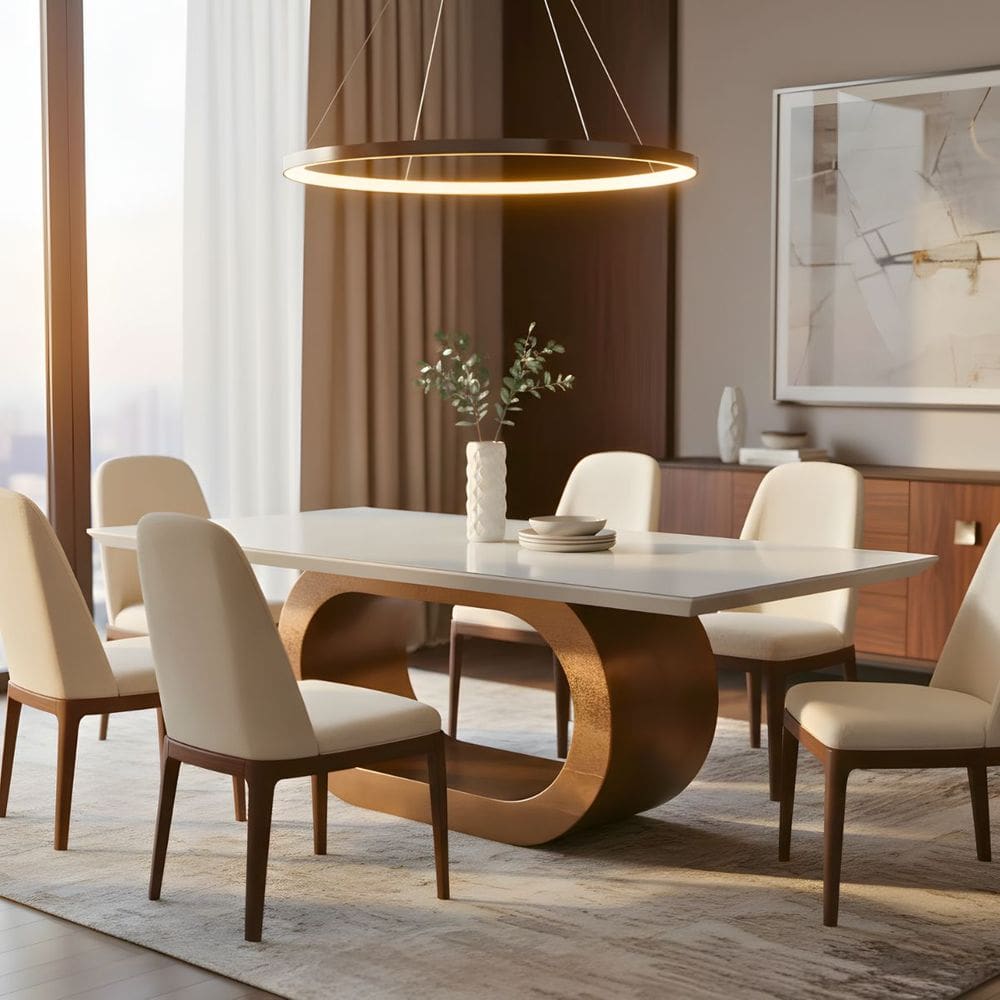 Mesa de Jantar Retangular Madeira Maciça 240x120cm 10 Lugares Base Orgânica Barola CCS