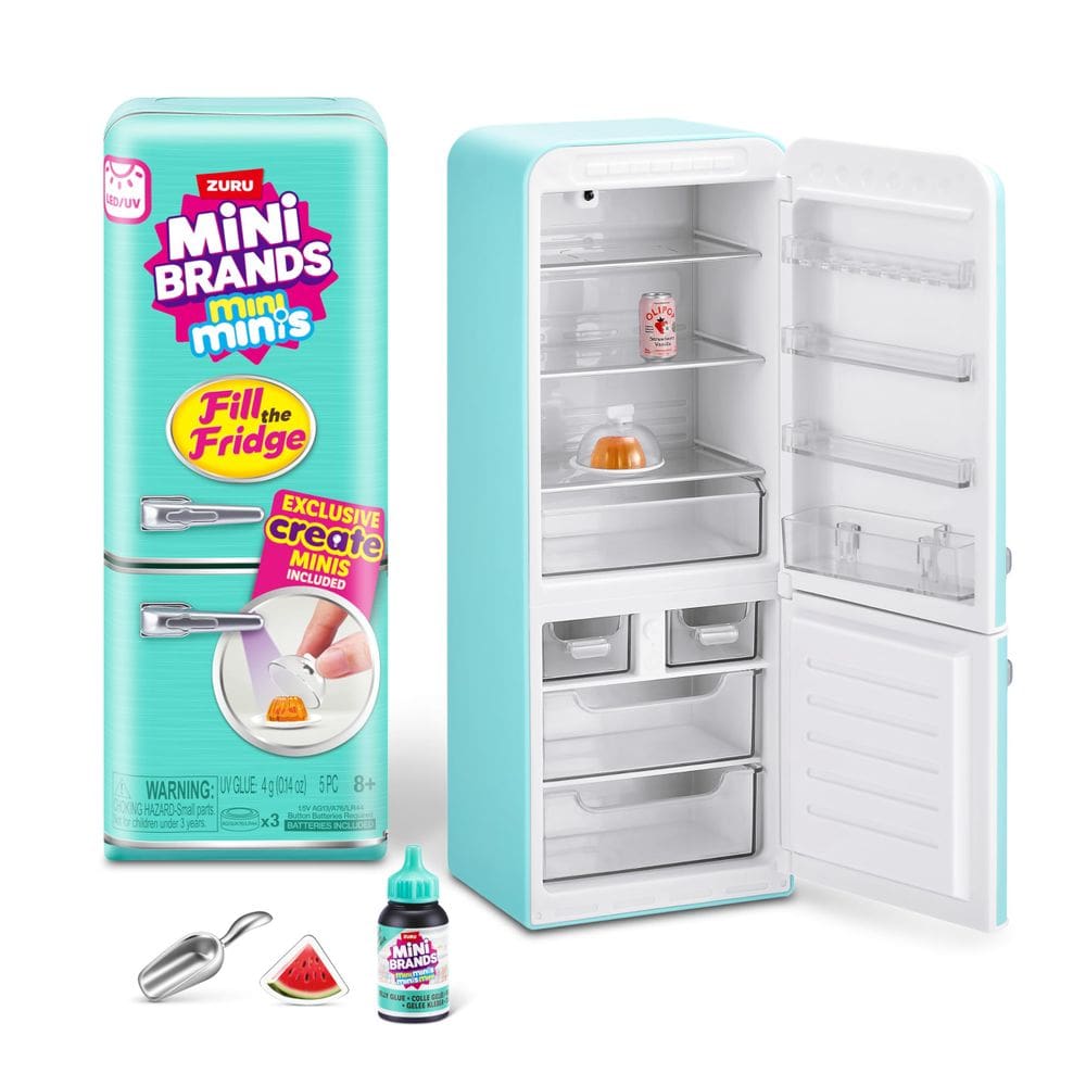 Mini Brands Kit Brinquedo Encha a Geladeira com Luz UV