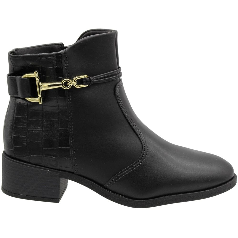 Bota Casual Cano Curto Beira Rio Adorno Metálico Croco Feminina