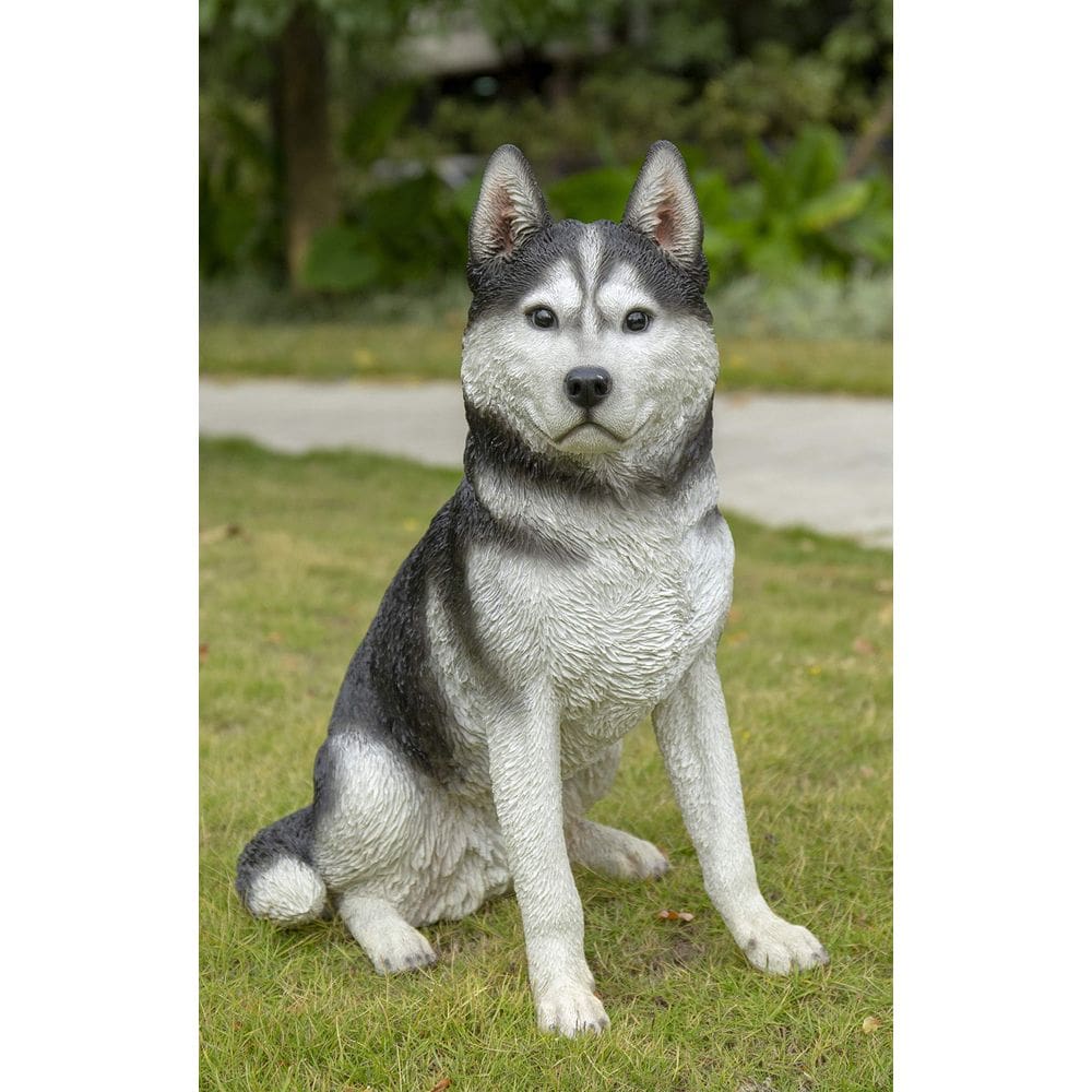Sculpture Hi-Line Gift Ltd., grande husky siberiano preto e branco