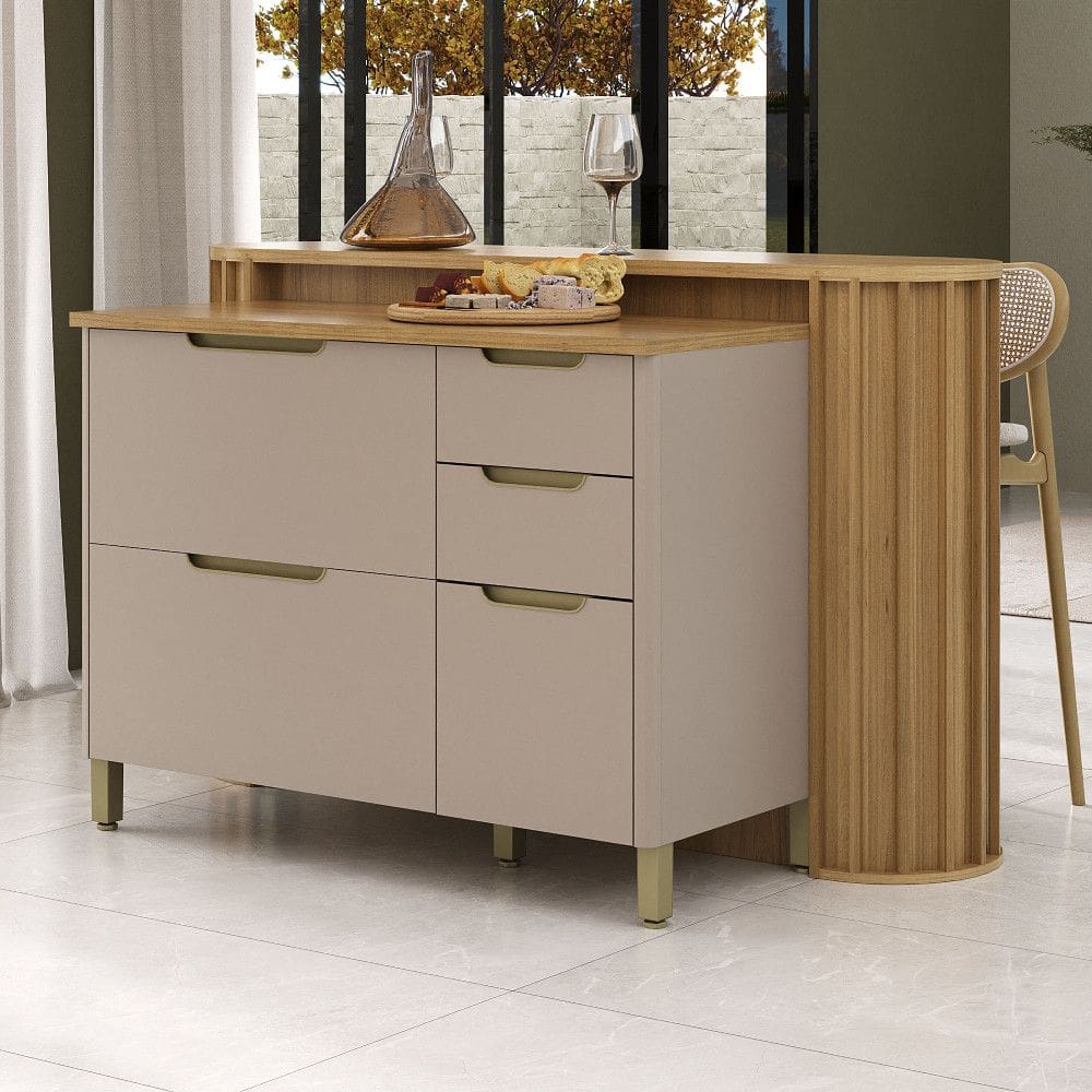 Bancada de Cozinha Para Ilha 100 MDF Com Tampo 164cm Lumina Luciane Moveis