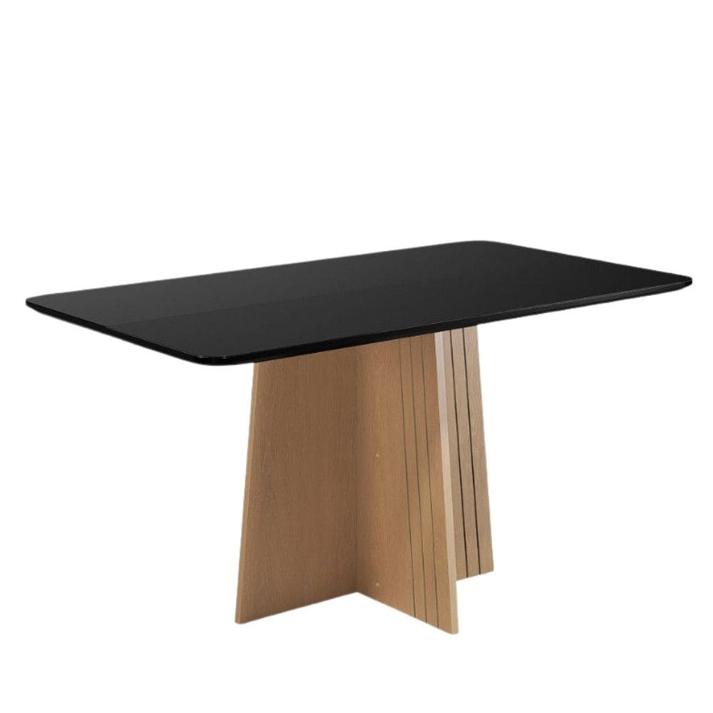 Mesa de Jantar 120cm com Tampo de Vidro Isa Sonetto