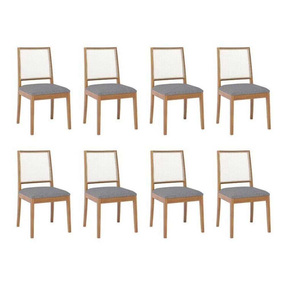 Kit 8 Cadeiras para Sala de Jantar Estofadas Marcela Freijó/Grafite