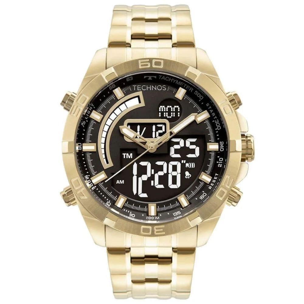 Relógio Technos Masculino Anadigi Dourado Bj3496aa/1D