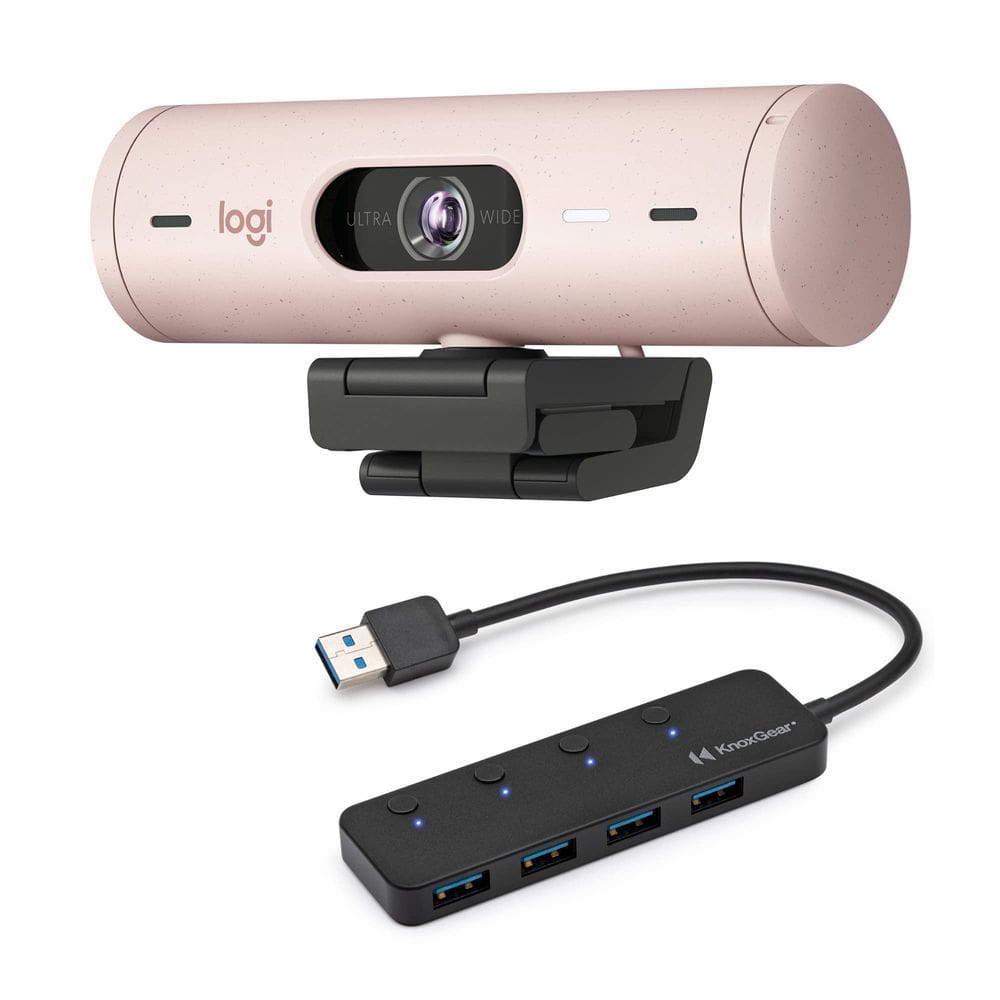 Webcam Logitech Brio 500 Rosa 1080p HD con Hub USB