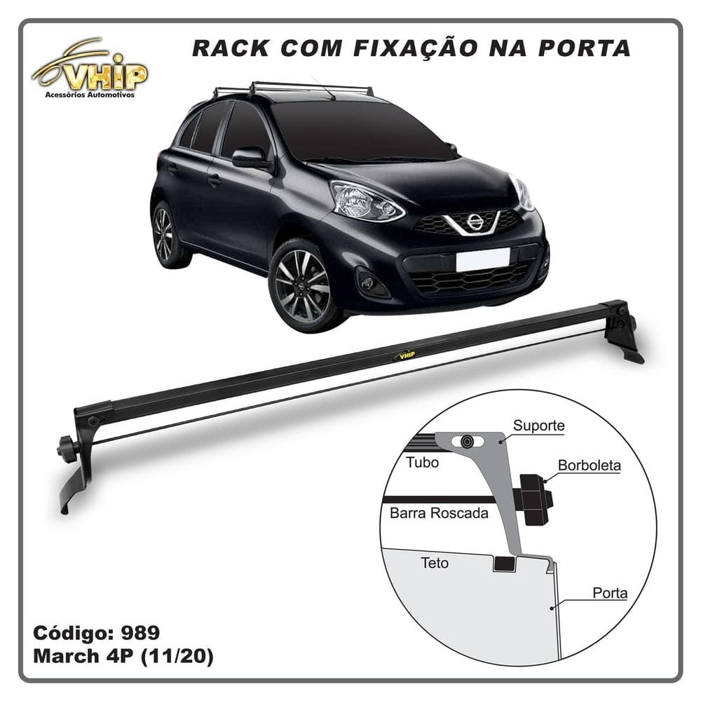 Rack De Teto Aco Nissan March 2011 A 2019 Vhip 989