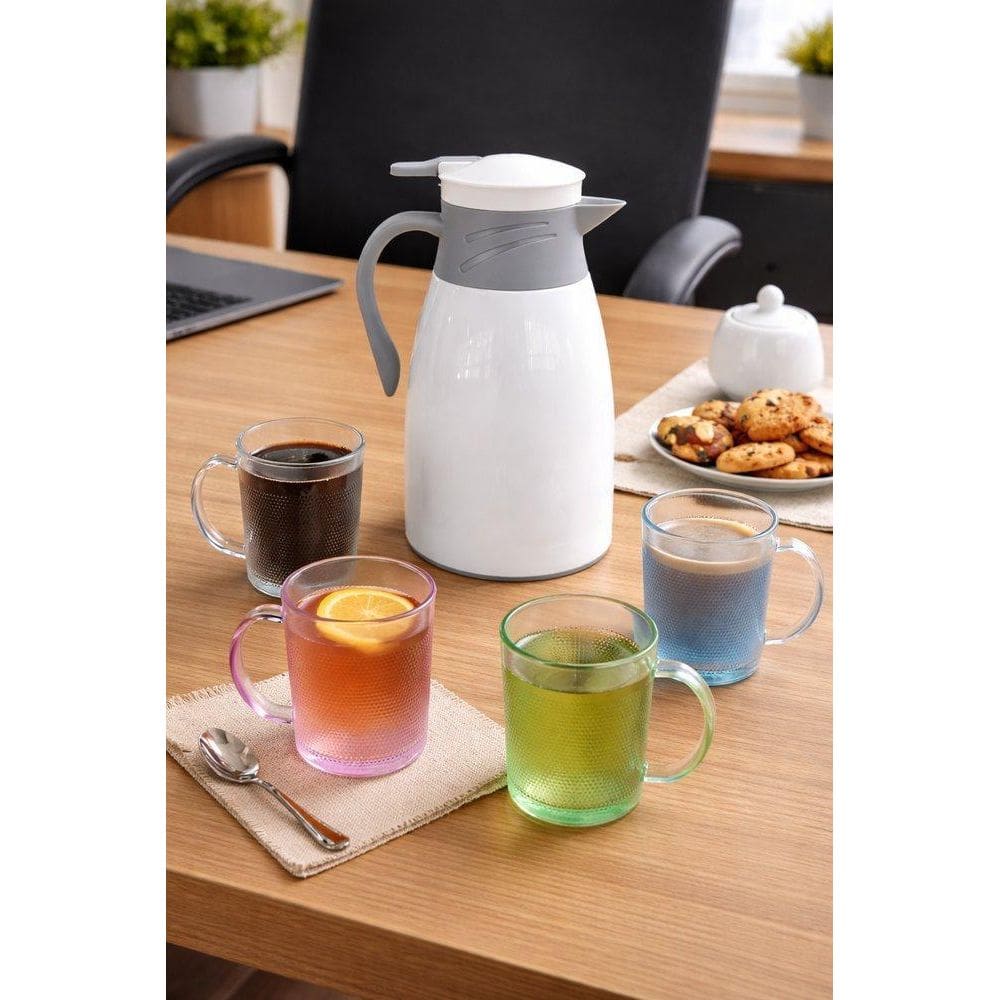 Jogo Garrafa Térmica 1 Litro Victoria Com 4 Canecas -