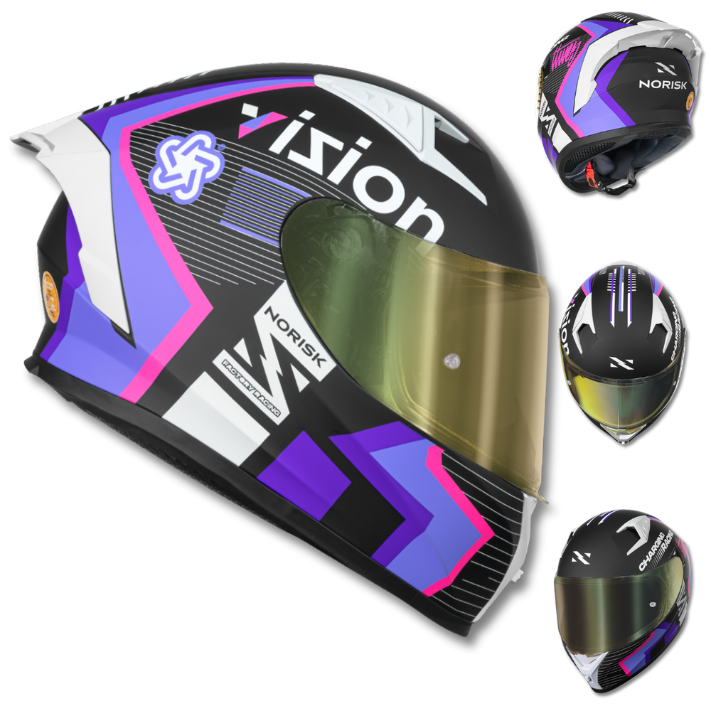 Capacete NORISK Flow Vizion Roxo Rosa Branco