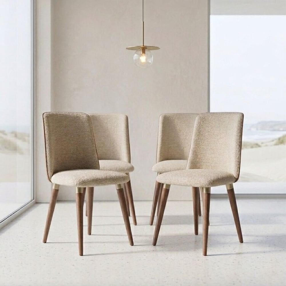 Kit 2 Cadeiras de Jantar com Pés em Madeira Maciça Dakota Natural/Champanhe