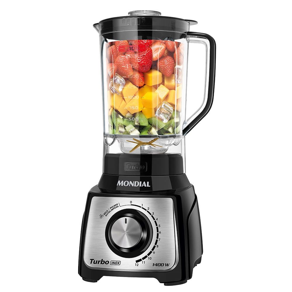 Liquidificador Turbo Inox Mondial Preto/Inox 1400W - L-1400-LT