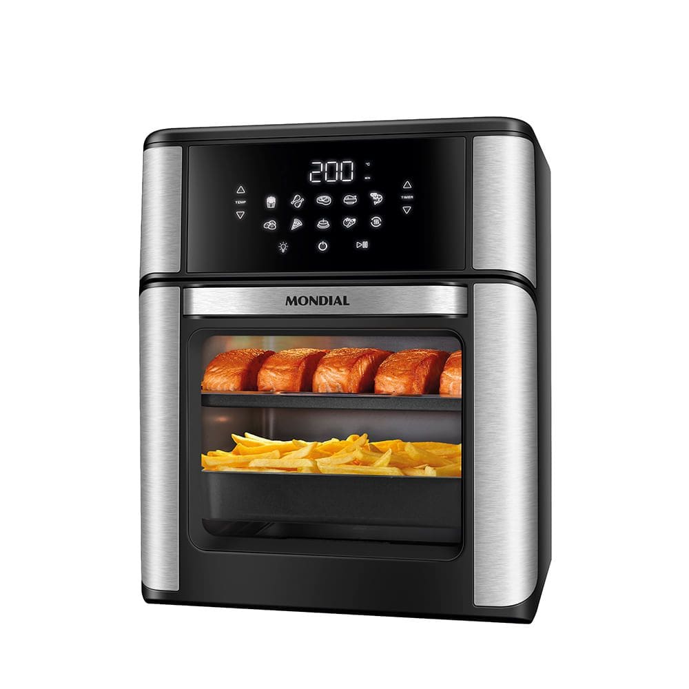 Fritadeira Air Fryer Forno Oven 12L Mondial Inox Preto 2000W - AFON-12L-BIN