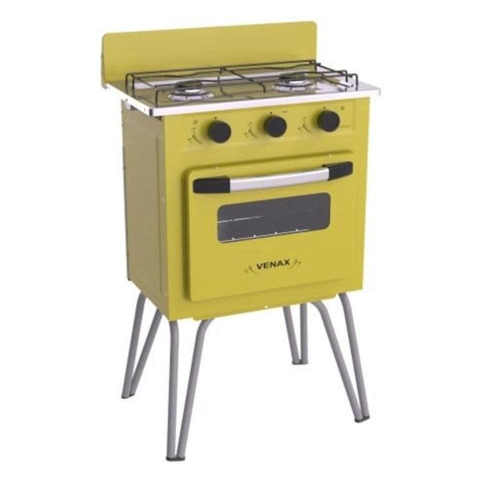 Fogão 2 Bocas Gemini Vetro Amarelo Gás Glp Venax