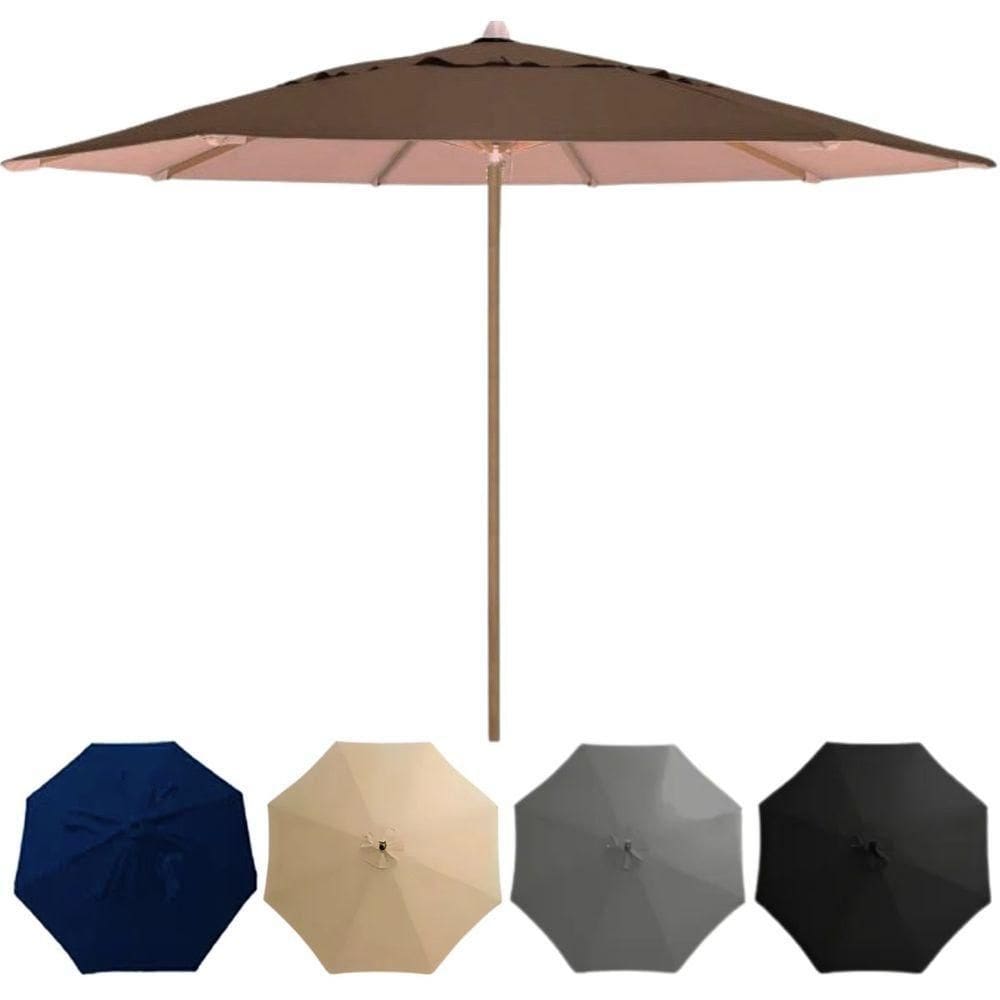 Guarda Sol Ombrelone Madeira 3m Com Proteção Uv Para Piscina Jardim Marrom