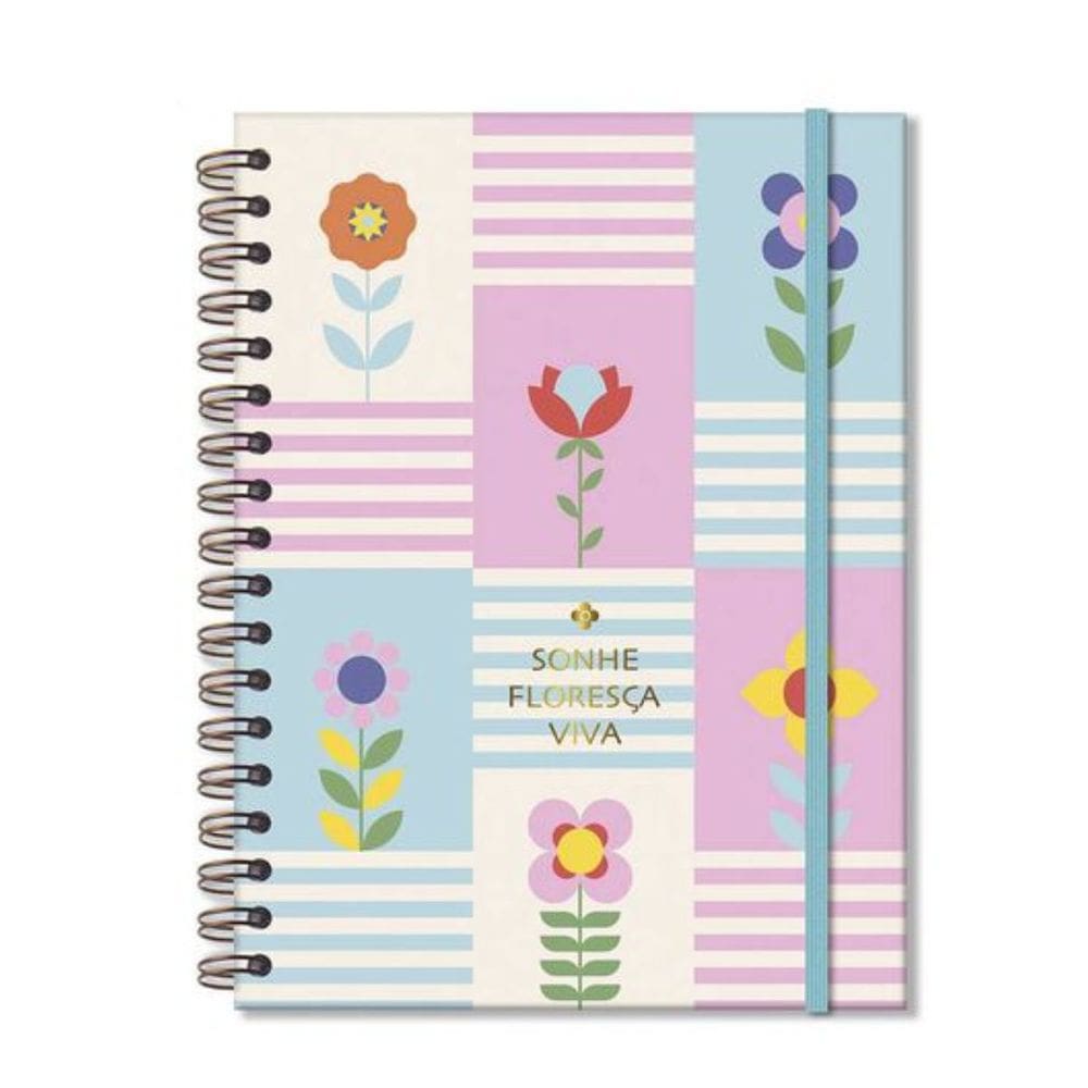 Caderno colegial folhas removíveis Floral Gráfico Fina Ideia