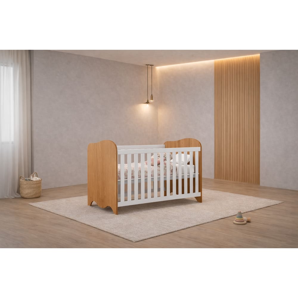 Berço com colchão que vira Cama Ninho- MobiBaby